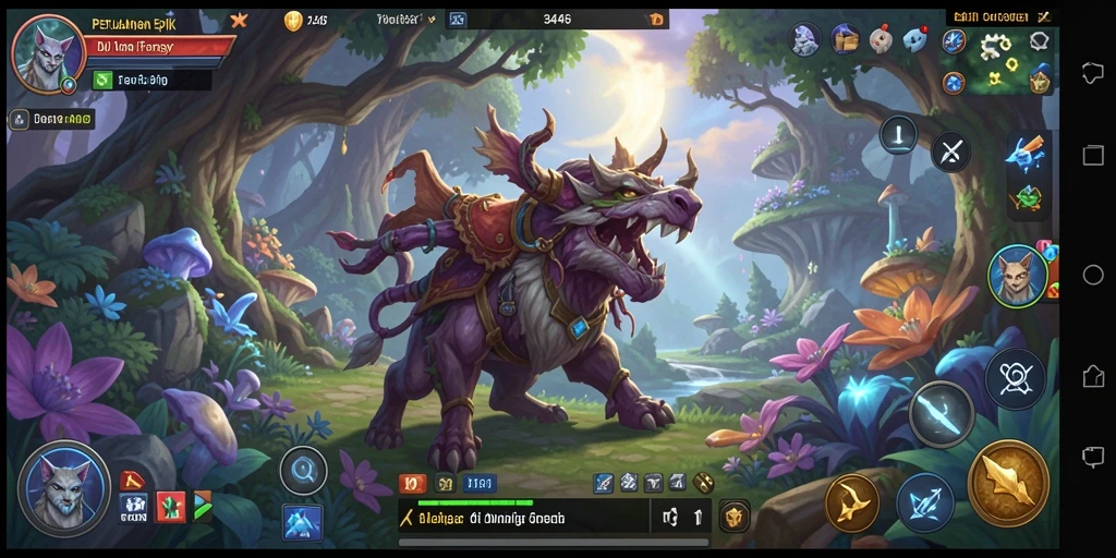 Tampilan gameplay menarik dari permainan RPG 3446 dengan karakter yang beraksi.