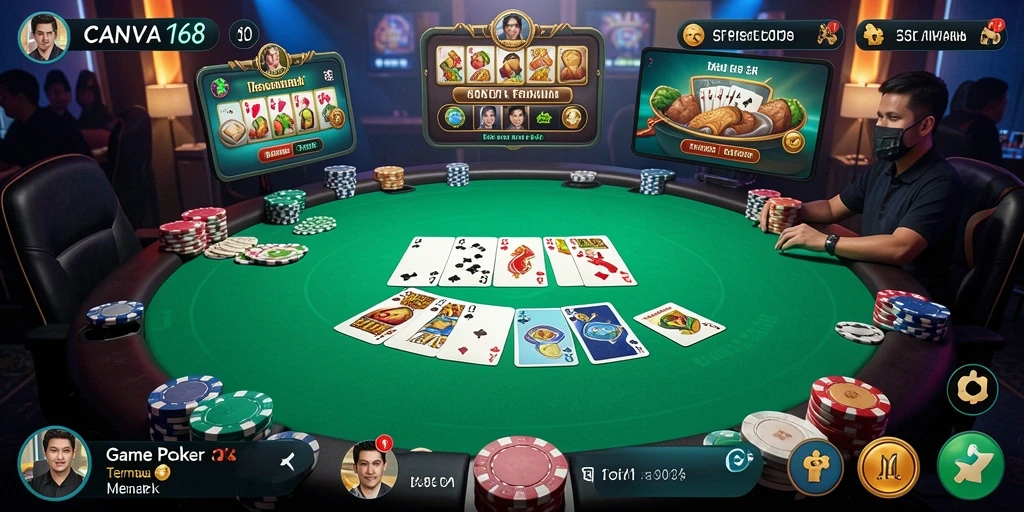 Tampilan menarik dari gameplay Poker di CANVA168.