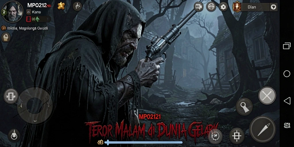 Gameplay MPO2121 menampilkan suasana gelap dan menakutkan yang menyentuh pengalaman horor.